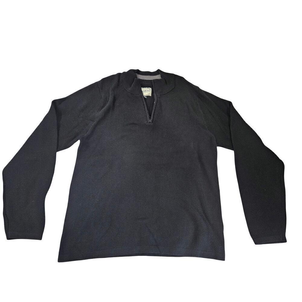 Flag & Anthem Pullover Sweater Men's Size XL Black Knit 1/4 Zip Long Sleeve